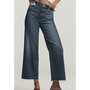 PAIGE Anessa High Rise Wide Leg Jeans Westminster Distressed Raw Hem Size 29